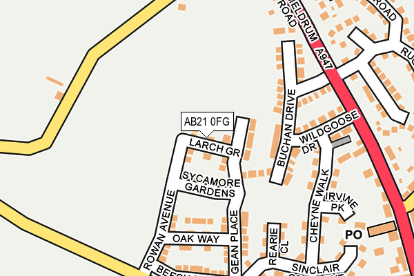 AB21 0FG map - OS OpenMap – Local (Ordnance Survey) AB21 0FG map - OS OpenMap – Local (Ordnance Survey)