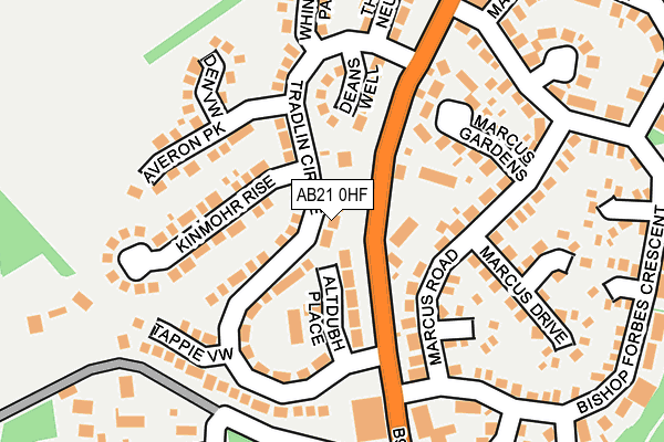 AB21 0HF map - OS OpenMap – Local (Ordnance Survey) AB21 0HF map - OS OpenMap – Local (Ordnance Survey)