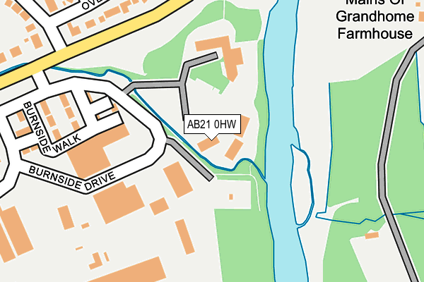AB21 0HW map - OS OpenMap – Local (Ordnance Survey) AB21 0HW map - OS OpenMap – Local (Ordnance Survey)