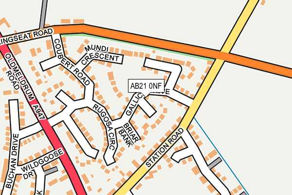 AB21 0NF map - OS OpenMap – Local (Ordnance Survey) AB21 0NF map - OS OpenMap – Local (Ordnance Survey)