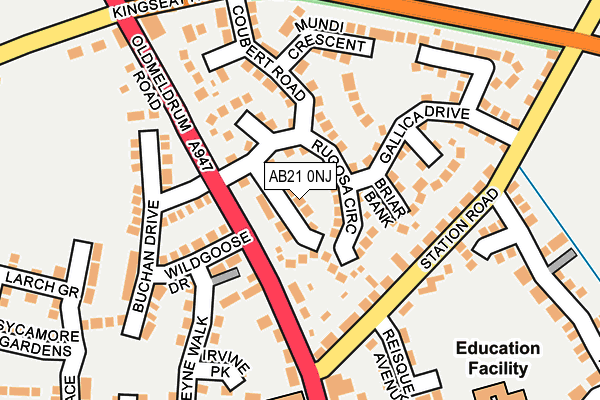 AB21 0NJ map - OS OpenMap – Local (Ordnance Survey) AB21 0NJ map - OS OpenMap – Local (Ordnance Survey)