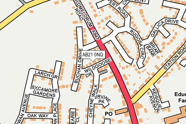 AB21 0NQ map - OS OpenMap – Local (Ordnance Survey) AB21 0NQ map - OS OpenMap – Local (Ordnance Survey)