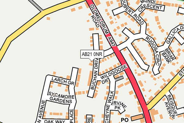 AB21 0NR map - OS OpenMap – Local (Ordnance Survey) AB21 0NR map - OS OpenMap – Local (Ordnance Survey)