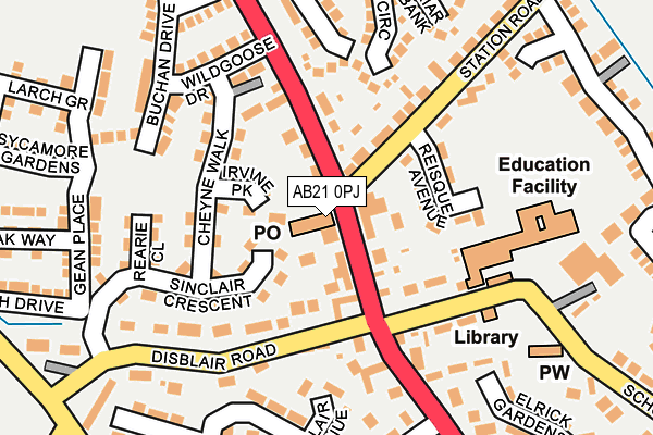 AB21 0PJ map - OS OpenMap – Local (Ordnance Survey) AB21 0PJ map - OS OpenMap – Local (Ordnance Survey)