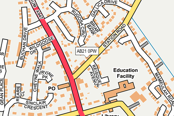 AB21 0PW map - OS OpenMap – Local (Ordnance Survey) AB21 0PW map - OS OpenMap – Local (Ordnance Survey)