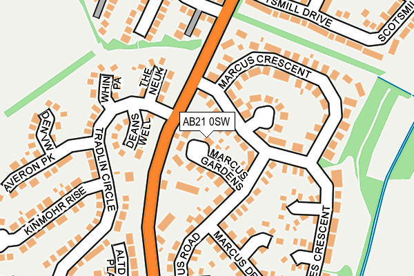 AB21 0SW map - OS OpenMap – Local (Ordnance Survey) AB21 0SW map - OS OpenMap – Local (Ordnance Survey)