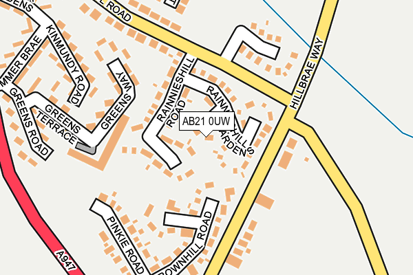 AB21 0UW map - OS OpenMap – Local (Ordnance Survey) AB21 0UW map - OS OpenMap – Local (Ordnance Survey)