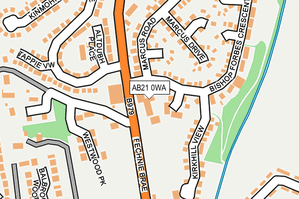 AB21 0WA map - OS OpenMap – Local (Ordnance Survey) AB21 0WA map - OS OpenMap – Local (Ordnance Survey)