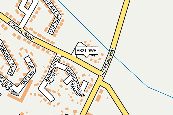 AB21 0WF map - OS OpenMap – Local (Ordnance Survey) AB21 0WF map - OS OpenMap – Local (Ordnance Survey)