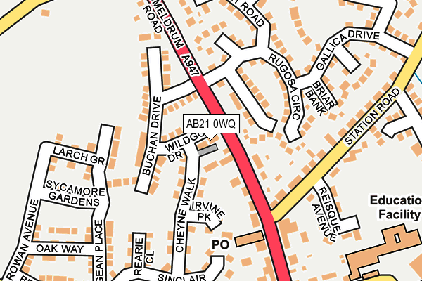 AB21 0WQ map - OS OpenMap – Local (Ordnance Survey) AB21 0WQ map - OS OpenMap – Local (Ordnance Survey)