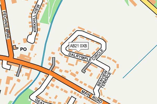 AB21 0XB map - OS OpenMap – Local (Ordnance Survey) AB21 0XB map - OS OpenMap – Local (Ordnance Survey)