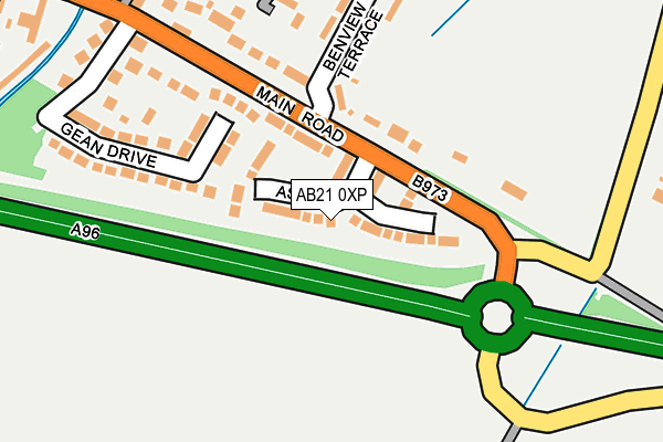 AB21 0XP map - OS OpenMap – Local (Ordnance Survey) AB21 0XP map - OS OpenMap – Local (Ordnance Survey)
