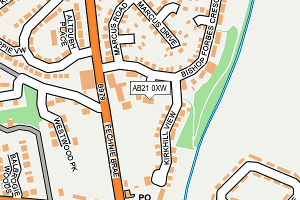AB21 0XW map - OS OpenMap – Local (Ordnance Survey) AB21 0XW map - OS OpenMap – Local (Ordnance Survey)
