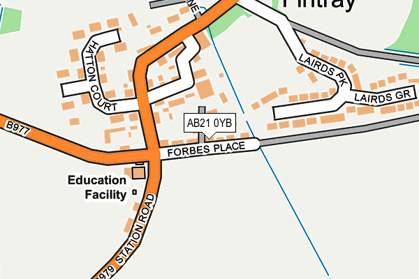 AB21 0YB map - OS OpenMap – Local (Ordnance Survey) AB21 0YB map - OS OpenMap – Local (Ordnance Survey)