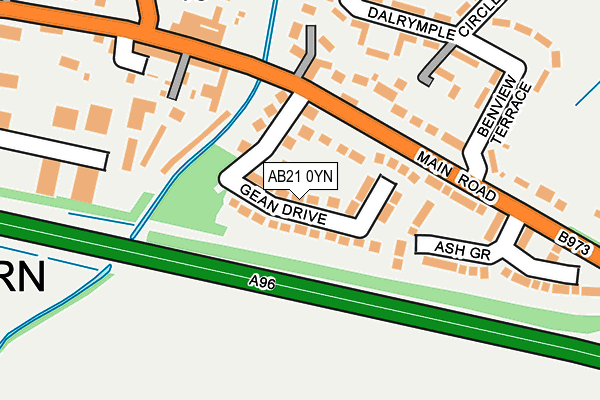 AB21 0YN map - OS OpenMap – Local (Ordnance Survey) AB21 0YN map - OS OpenMap – Local (Ordnance Survey)