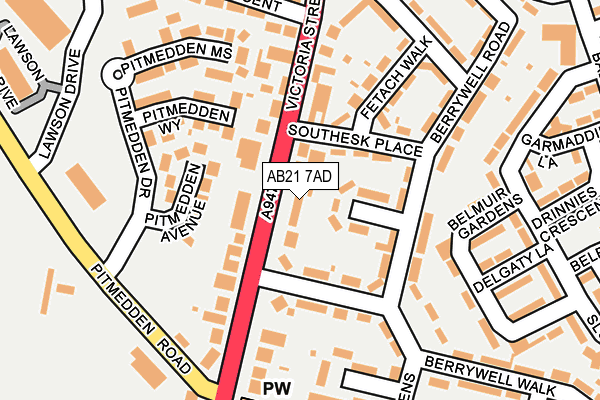 AB21 7AD map - OS OpenMap – Local (Ordnance Survey) AB21 7AD map - OS OpenMap – Local (Ordnance Survey)