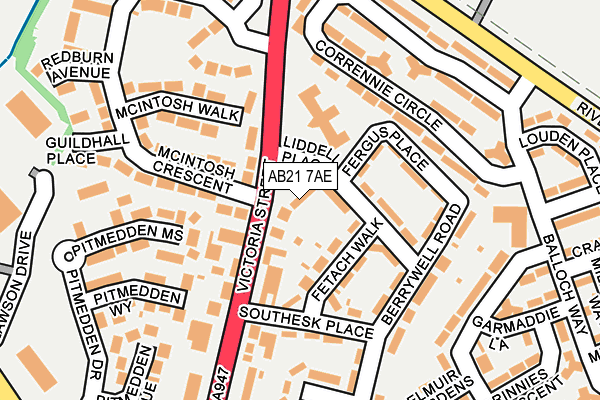 AB21 7AE map - OS OpenMap – Local (Ordnance Survey) AB21 7AE map - OS OpenMap – Local (Ordnance Survey)