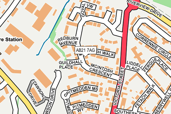 AB21 7AG map - OS OpenMap – Local (Ordnance Survey) AB21 7AG map - OS OpenMap – Local (Ordnance Survey)