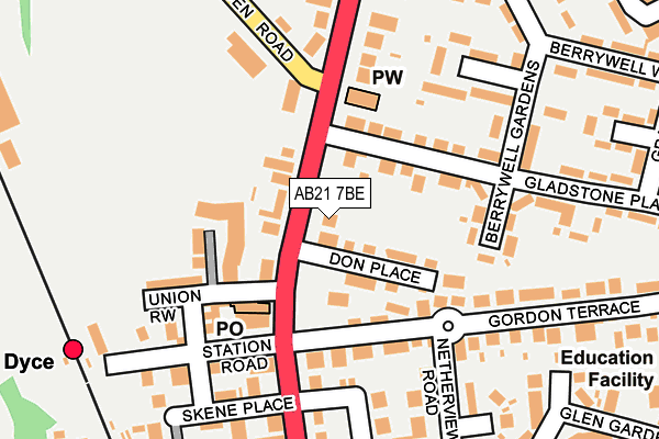 AB21 7BE map - OS OpenMap – Local (Ordnance Survey) AB21 7BE map - OS OpenMap – Local (Ordnance Survey)
