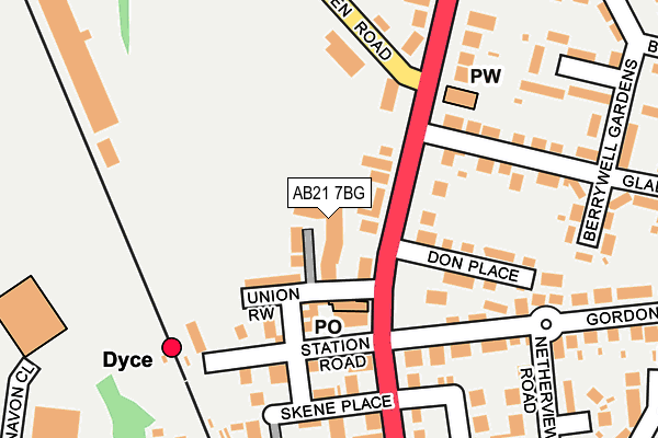 AB21 7BG map - OS OpenMap – Local (Ordnance Survey) AB21 7BG map - OS OpenMap – Local (Ordnance Survey)