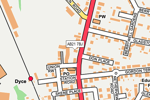 AB21 7BJ map - OS OpenMap – Local (Ordnance Survey) AB21 7BJ map - OS OpenMap – Local (Ordnance Survey)