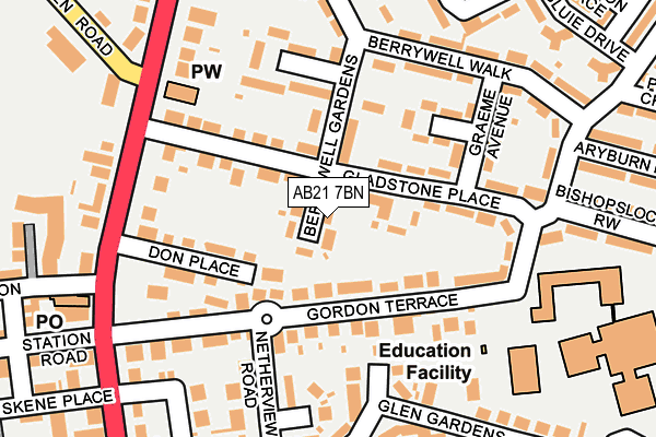 AB21 7BN map - OS OpenMap – Local (Ordnance Survey) AB21 7BN map - OS OpenMap – Local (Ordnance Survey)