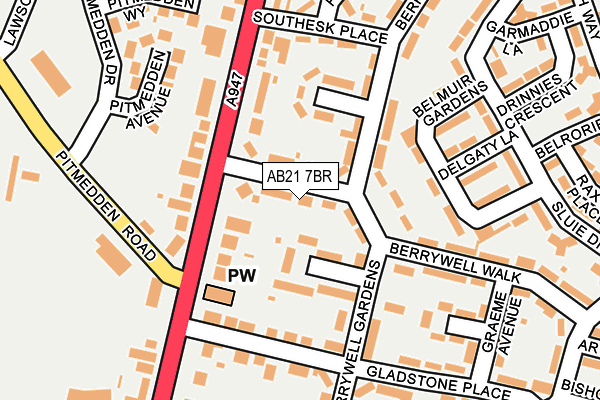 AB21 7BR map - OS OpenMap – Local (Ordnance Survey) AB21 7BR map - OS OpenMap – Local (Ordnance Survey)