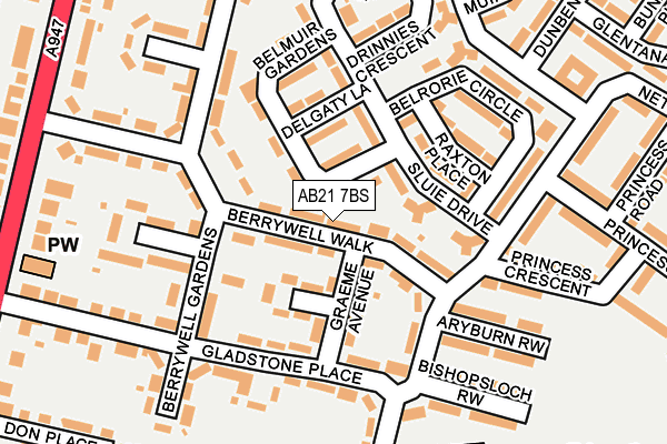 AB21 7BS map - OS OpenMap – Local (Ordnance Survey) AB21 7BS map - OS OpenMap – Local (Ordnance Survey)