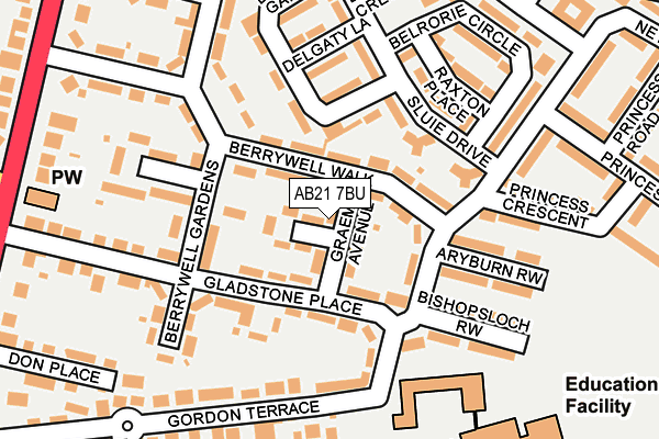 AB21 7BU map - OS OpenMap – Local (Ordnance Survey) AB21 7BU map - OS OpenMap – Local (Ordnance Survey)