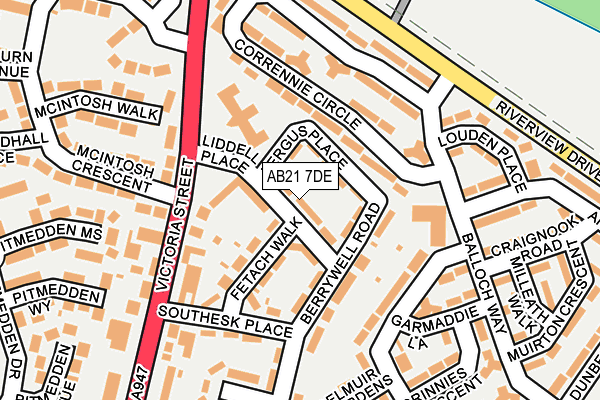 AB21 7DE map - OS OpenMap – Local (Ordnance Survey) AB21 7DE map - OS OpenMap – Local (Ordnance Survey)