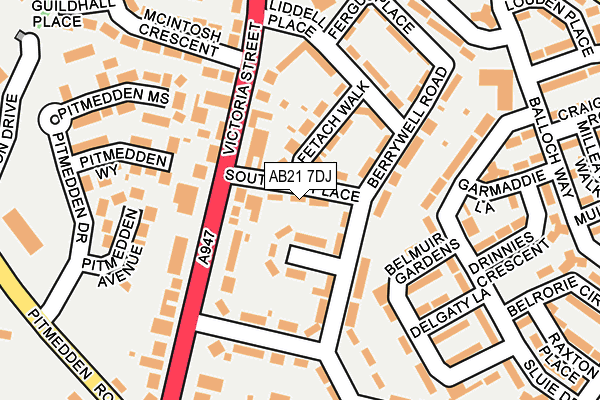 AB21 7DJ map - OS OpenMap – Local (Ordnance Survey) AB21 7DJ map - OS OpenMap – Local (Ordnance Survey)