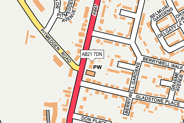 AB21 7DN map - OS OpenMap – Local (Ordnance Survey) AB21 7DN map - OS OpenMap – Local (Ordnance Survey)