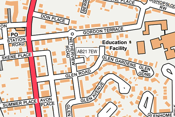 AB21 7EW map - OS OpenMap – Local (Ordnance Survey) AB21 7EW map - OS OpenMap – Local (Ordnance Survey)