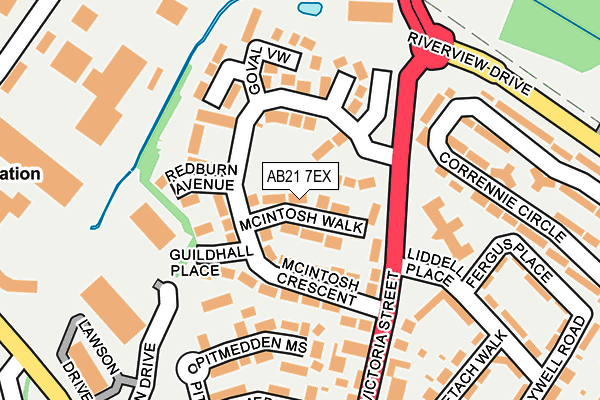 AB21 7EX map - OS OpenMap – Local (Ordnance Survey) AB21 7EX map - OS OpenMap – Local (Ordnance Survey)