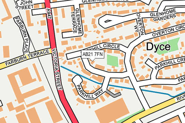 AB21 7FN map - OS OpenMap – Local (Ordnance Survey) AB21 7FN map - OS OpenMap – Local (Ordnance Survey)