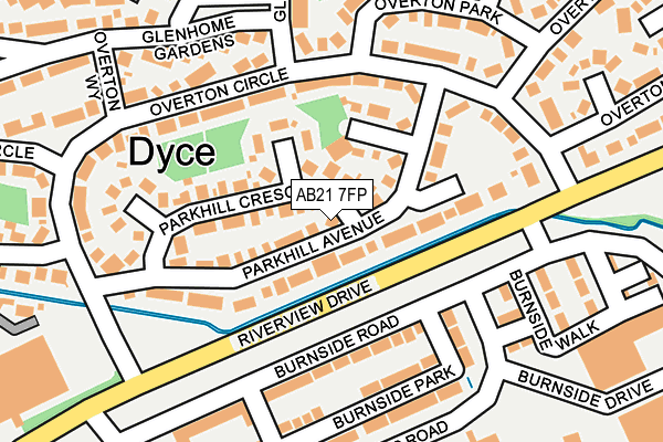 AB21 7FP map - OS OpenMap – Local (Ordnance Survey) AB21 7FP map - OS OpenMap – Local (Ordnance Survey)