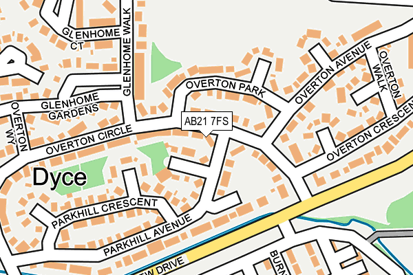 AB21 7FS map - OS OpenMap – Local (Ordnance Survey) AB21 7FS map - OS OpenMap – Local (Ordnance Survey)