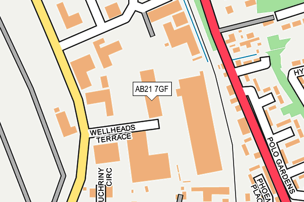 AB21 7GF map - OS OpenMap – Local (Ordnance Survey) AB21 7GF map - OS OpenMap – Local (Ordnance Survey)