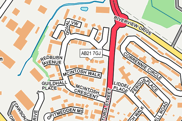 AB21 7GJ map - OS OpenMap – Local (Ordnance Survey) AB21 7GJ map - OS OpenMap – Local (Ordnance Survey)