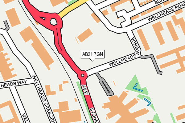 AB21 7GN map - OS OpenMap – Local (Ordnance Survey) AB21 7GN map - OS OpenMap – Local (Ordnance Survey)