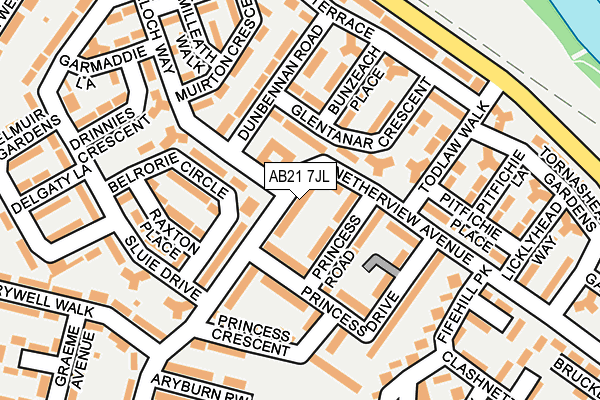 AB21 7JL map - OS OpenMap – Local (Ordnance Survey) AB21 7JL map - OS OpenMap – Local (Ordnance Survey)