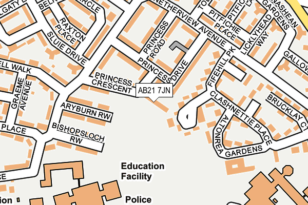 AB21 7JN map - OS OpenMap – Local (Ordnance Survey) AB21 7JN map - OS OpenMap – Local (Ordnance Survey)