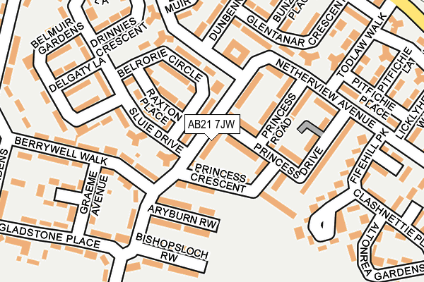 AB21 7JW map - OS OpenMap – Local (Ordnance Survey) AB21 7JW map - OS OpenMap – Local (Ordnance Survey)
