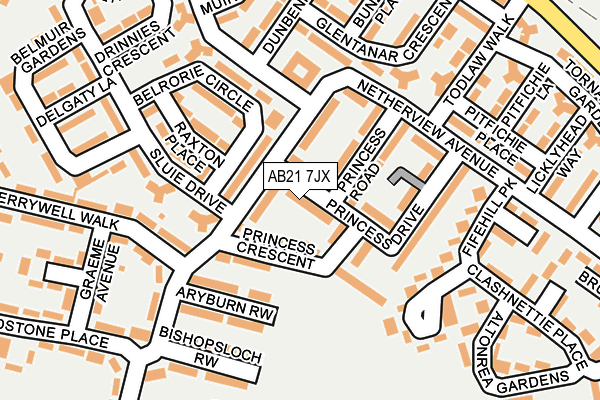 AB21 7JX map - OS OpenMap – Local (Ordnance Survey) AB21 7JX map - OS OpenMap – Local (Ordnance Survey)