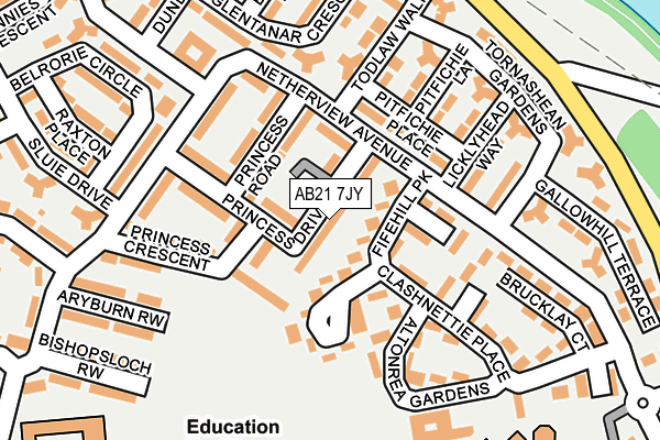 AB21 7JY map - OS OpenMap – Local (Ordnance Survey) AB21 7JY map - OS OpenMap – Local (Ordnance Survey)