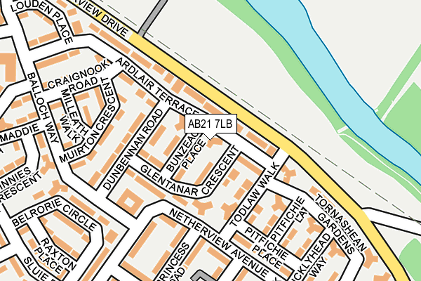 AB21 7LB map - OS OpenMap – Local (Ordnance Survey) AB21 7LB map - OS OpenMap – Local (Ordnance Survey)