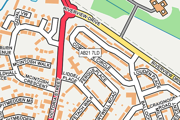 AB21 7LD map - OS OpenMap – Local (Ordnance Survey) AB21 7LD map - OS OpenMap – Local (Ordnance Survey)