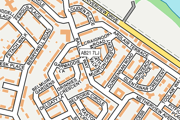 AB21 7LJ map - OS OpenMap – Local (Ordnance Survey) AB21 7LJ map - OS OpenMap – Local (Ordnance Survey)