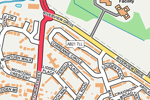 AB21 7LL map - OS OpenMap – Local (Ordnance Survey) AB21 7LL map - OS OpenMap – Local (Ordnance Survey)