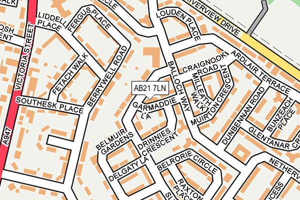 AB21 7LN map - OS OpenMap – Local (Ordnance Survey) AB21 7LN map - OS OpenMap – Local (Ordnance Survey)